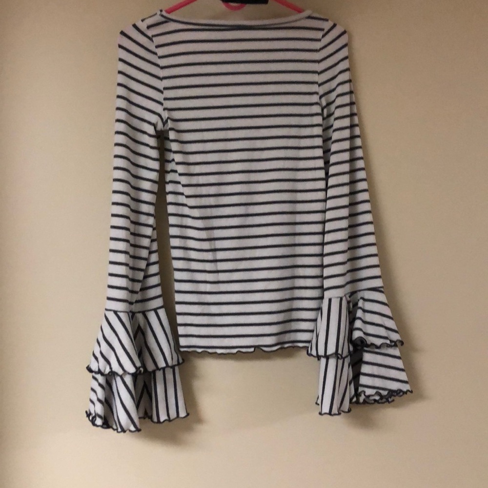 Free People Good Finds Stripe Bell Sleeve Top - Picture 4 of 6